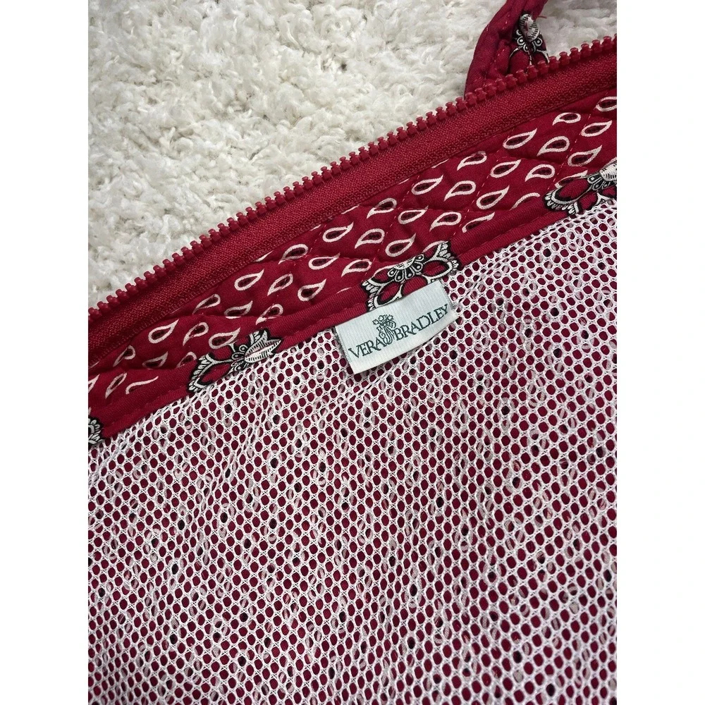 Vera Bradley Garment Bag Red Paisley Pockets Zipper Large Great Condition